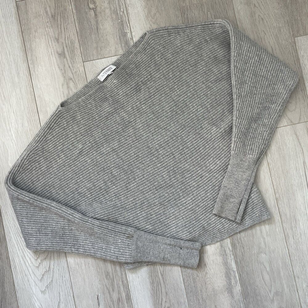 Intermix Wool Sweater cashmere asymmetrical crop knit womens Gray (xsmall) chic